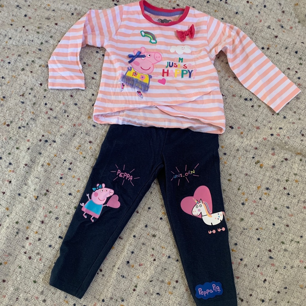 Peppa pig complete set pants and long sleeve tee size 18m